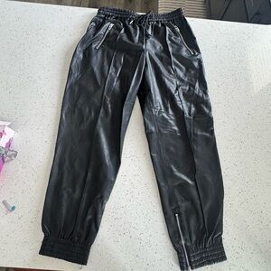 BlankNYC Black Faux Leather Jogger Pants